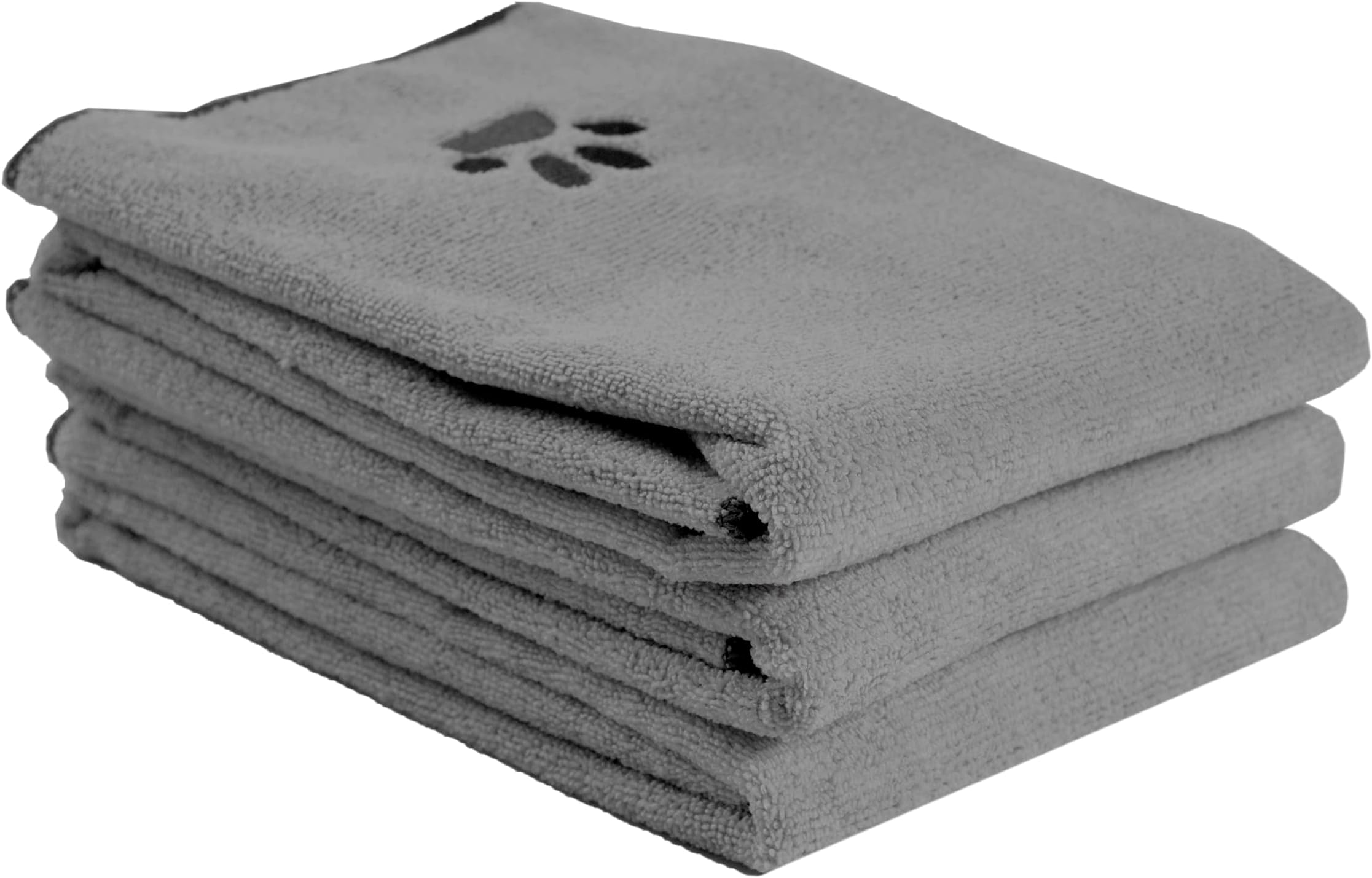 Ritz Premium Embroidered Microfiber Pet Towel (3-Pack), 18" x 28", Highly Absorbent, Fast-Drying, Long-Lasting, Super Soft 80% Polyester and 20% Polyamide Pet Cloth, Grey