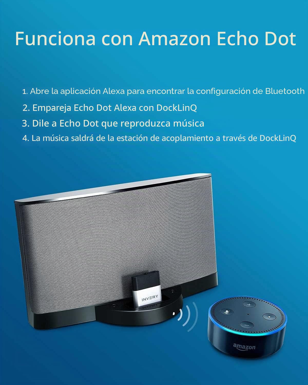 DockLinQ Pro Bluetooth 5.0 aptX Receptor Adaptador de Baja Latencia para Bose Sounddock y 30 Pin Music Docking Station