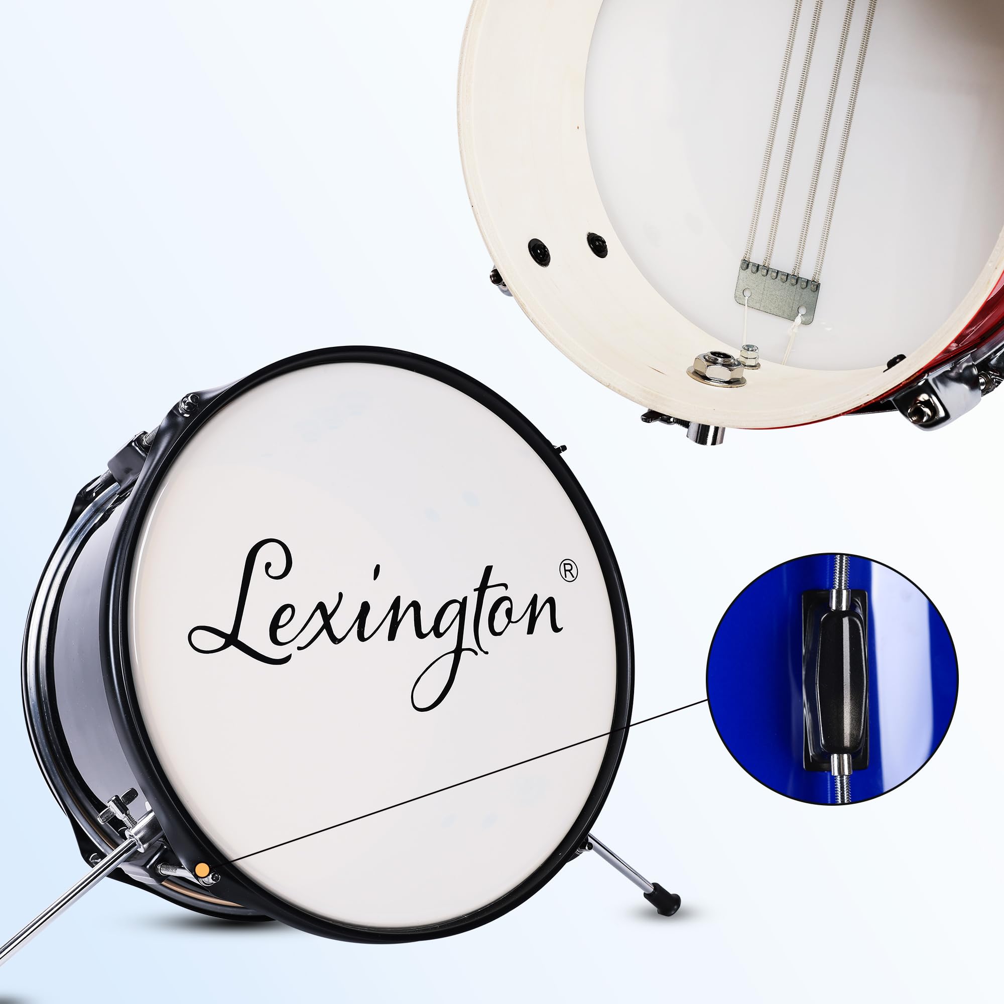 Kinder Schlagzeug Set für Anfänger, von 3-9 Jahren, 14" 3 PC Junior Drum Schlagzeug Kit mit Snare, Tom, Bass Drum, Pedal, Throne, Becken, Drumsticks und Stille Matten(rot, blau, schwarz)