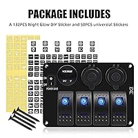 Vista 3 de Panel de Interruptor Basculante de Barco Marino de 4 Posiciones, Color Azul, Interruptor de Palanca Impermeable con Ahorro de Energía para Camión