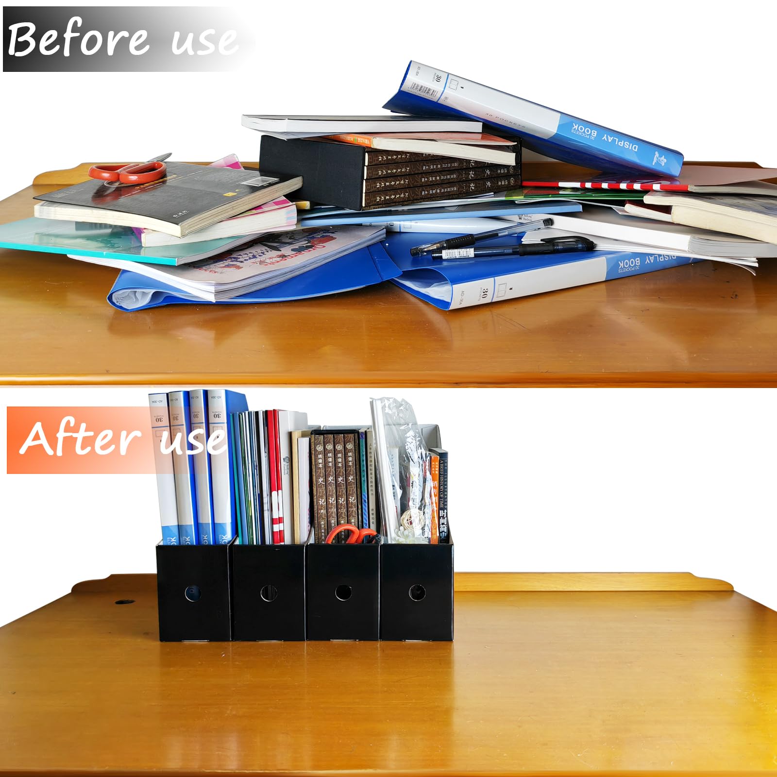 Limitliho Revistero de cartón (paquete de 24), soporte para archivos de revistas para escritorio, contenedores resistentes para libros para aula, organizador vertical de carpetas de archivos,