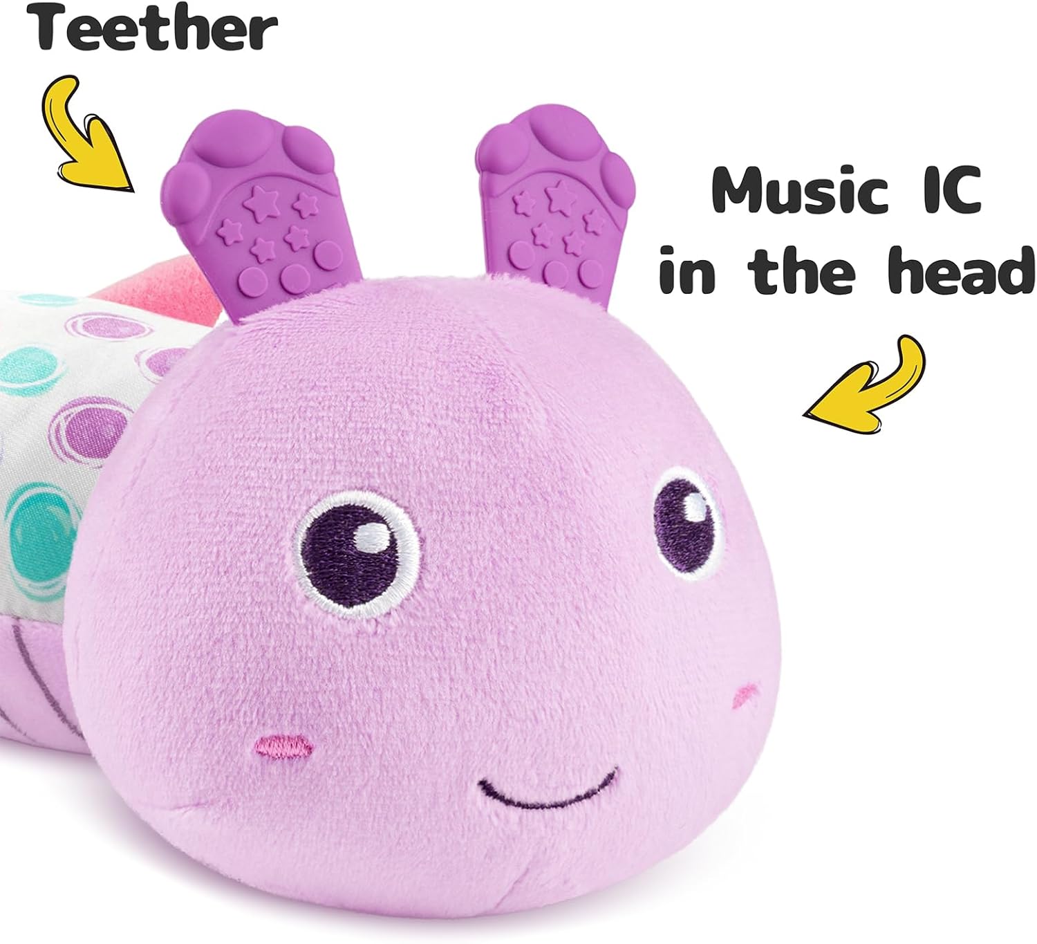 Sumobaby Infant Baby Musical Stuffed Animal Activity Soft Toys with Multi-Sensory Crinkle, Rattle and Textures, for Tummy Time 0-3-6-12 Months Girls, Caterpillar, Purple with Mirrow