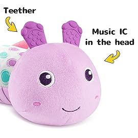 Sumobaby Infant Baby Musical Stuffed Animal Activity Soft Toys with Multi-Sensory Crinkle, Rattle and Textures, for Tummy Time 0-3-6-12 Months Girls, Caterpillar, Purple with Mirrow