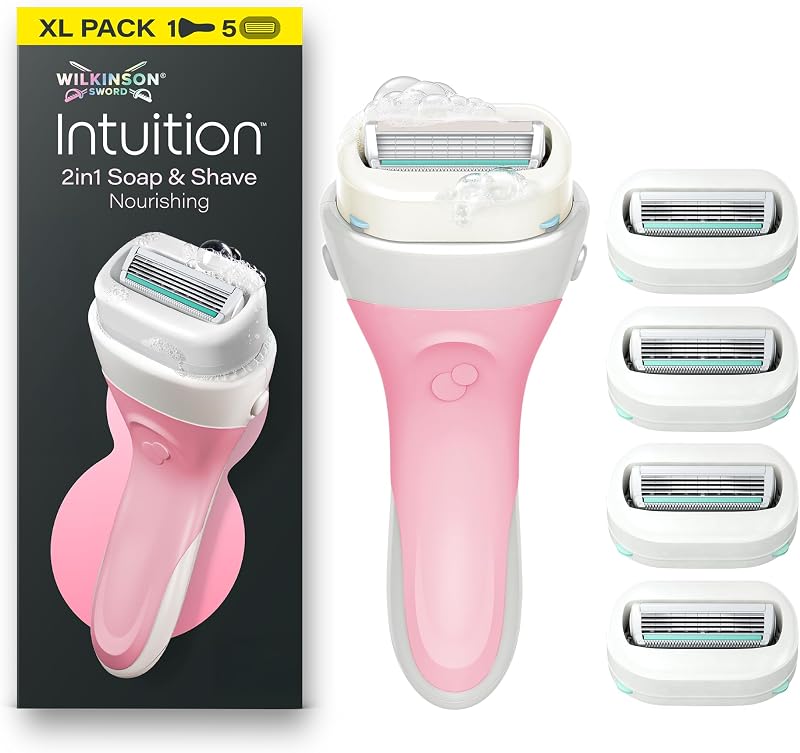 Barbeador Wilkinson Sword Intuition Soap & Shave Nourishing com 4 lâminas e 5 lâminas de reposição