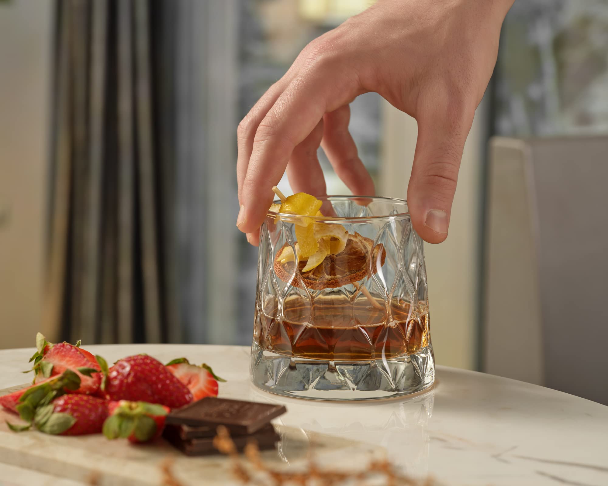 Leafy Lot de 4 verres à whisky avec base lourde 290 ml
