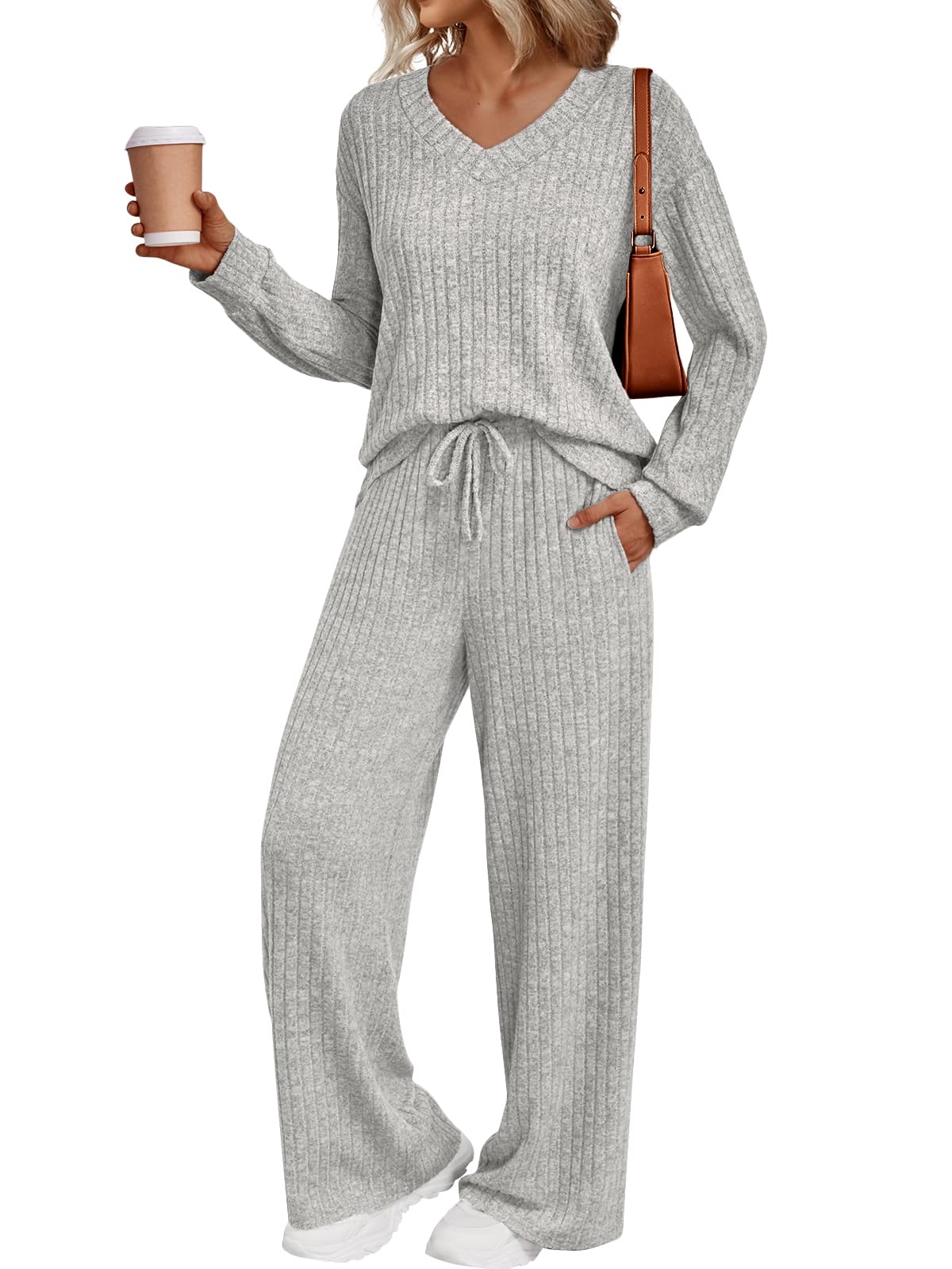 LILLUSORY Women's 2 Piece Lounge Set - Matching Outfits for Fall & Winter Trendy Travel & Airport Outfits for Home & Errands