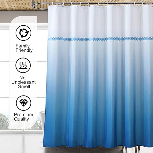 Miniatura 65 de Cortina de ducha de tela blanca con contrapeso inferior, calidad de hotel impermeable, 72 x 72 pulgadas, lavable a máquina B-blanco,Beige