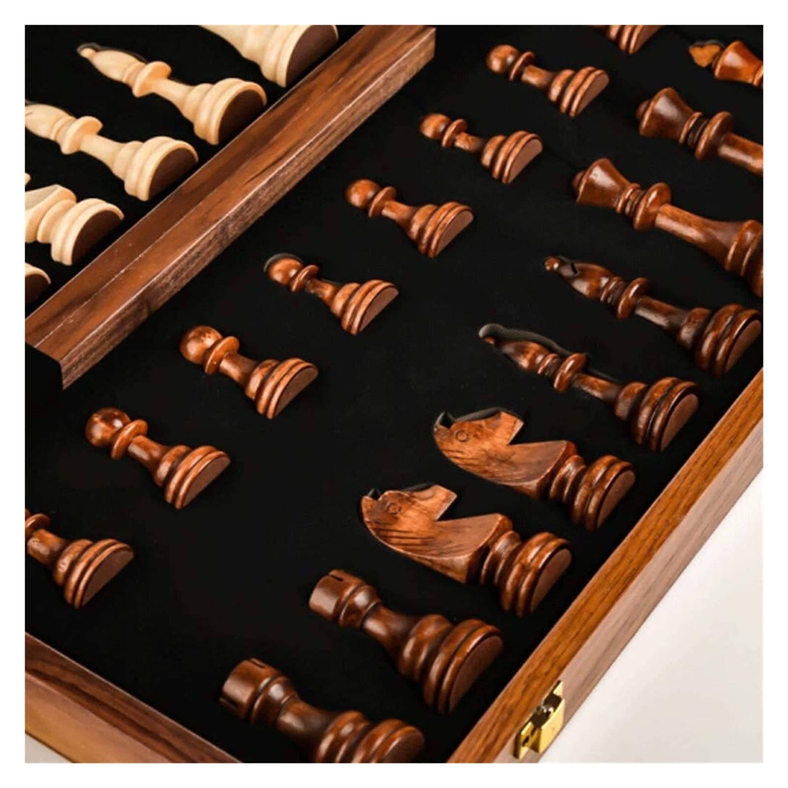 Internationales Schachspiel Klappbares Schachbrett Aus Holz, Aufbewahrung Für Figuren, Tragbares Schachbrett Aus Holz Für Die Reise Weihnachts Neujahrsreisen(39 * 39 * 2.5cm)