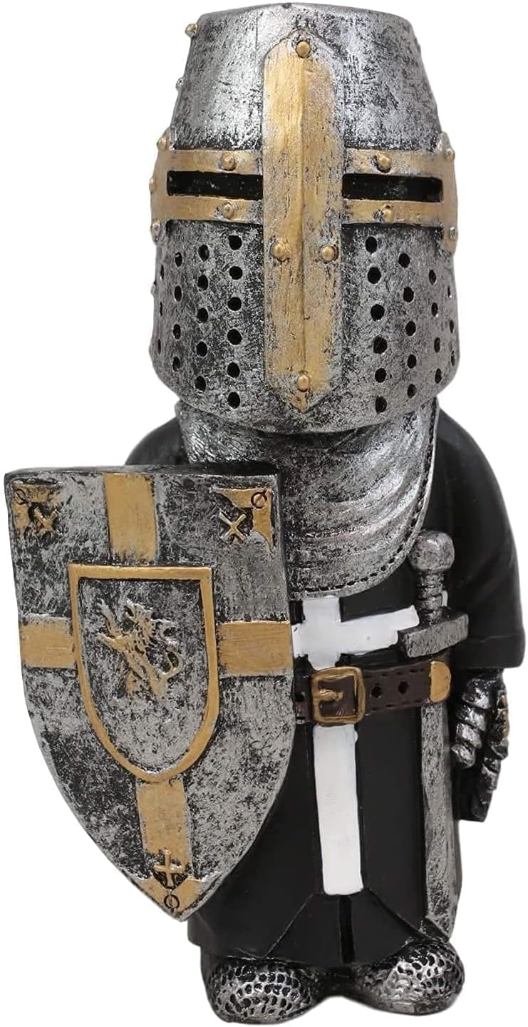 Knight Statue Garden Knight Figurines Knight Garden Gnomes Decorations Medieval Templar Crusader Guard Knight Armor Outdoor Yard Lawn Art Decor