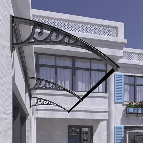 Miniatura 2 de Cubierta moderna de policarbonato para puerta delantera al aire libre, protección contra la nieve y la lluvia UV, para jardín, balcón (24 x 63