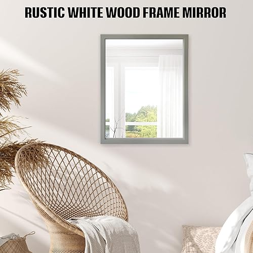 Miniatura 5 de VASUHOME Espejo de madera rústica para pared, 20 x 28 pulgadas, espejo de decoración de granja hecho a mano, perfecto para baño, dormitorio,
