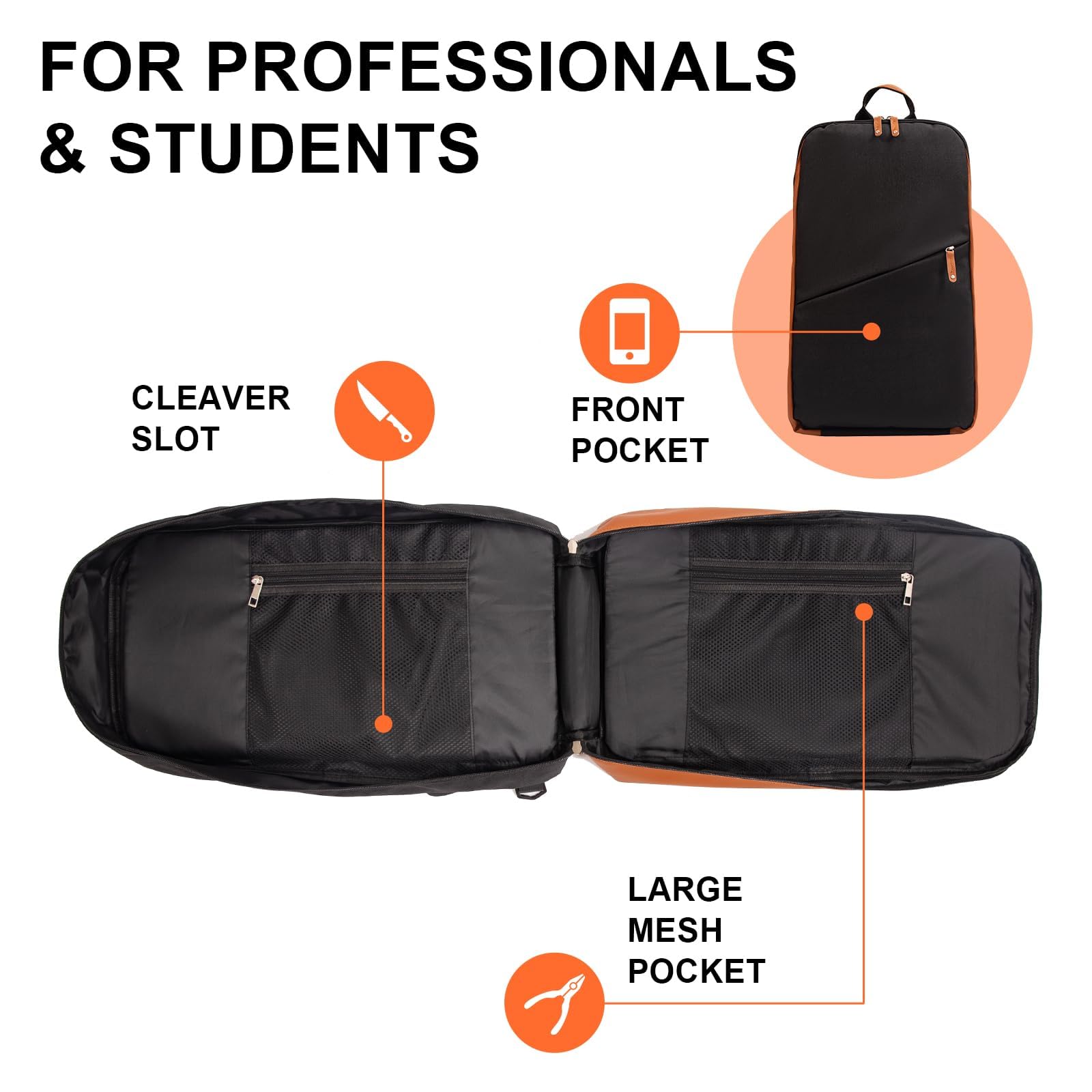 Bolsa para cuchillos de chef de 50 cm, bolsa profesional para cuchillos de chef con 21 compartimentos, hecha de tela Oxford impermeable, ligera, portátil y segura