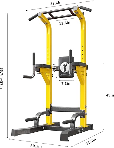 Miniatura 5 de SogesHome Power Tower Pull Up Bar Dip Stand, 10 Adjustable Height Free Standing Assistive Trainer Dip Station, Multi-Function Strength Training