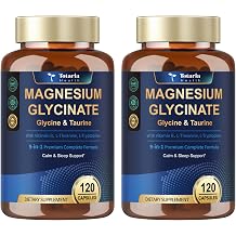 9-in-1 Magnesium Glycinate 1000mg - Support Stress Relief, Sleep, Nerves, Muscles, and Metabolism - Magnesium Vitamin B & Amino Acid Triple Complex | High Absorption Chelated Formula - 2 Pack