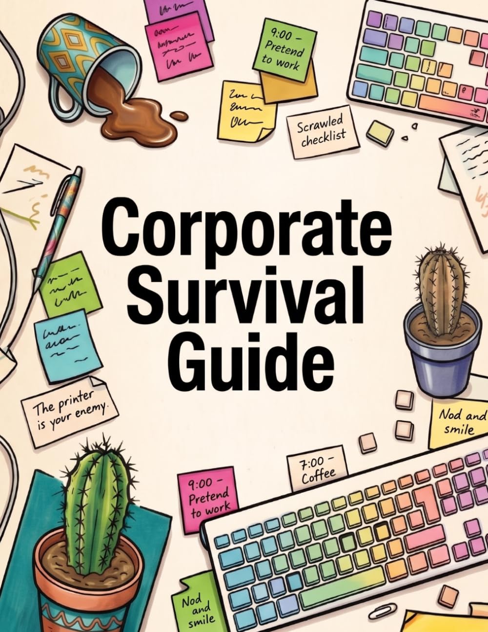 Corporate Survival Guide: Sarcastic Quotes and Workplace Humor Coloring Book for Stressed Employees with 40 Unique Designs