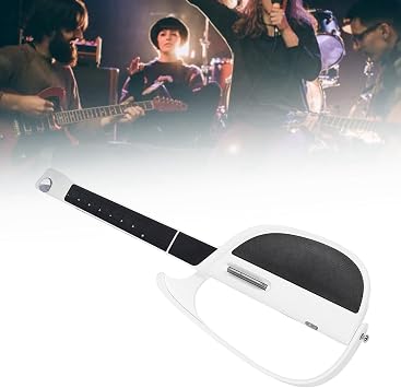 Stringless Guit Stringless, Powerful Chord Synthesizer, Interactive Sheet Music, Automatic Drum Machine for Easy Rhythm Style Transformation Foldable (White)