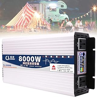 Inversor De Potência De Pico De 6000W 8000W Onda Senoidal Pura Dc 12V 24V 48V 60V Para Ac 110V 220V Transformador De Carro Conversor Com Display Lcd E Duas Tomadas Ac,8000W-48Vto220V
