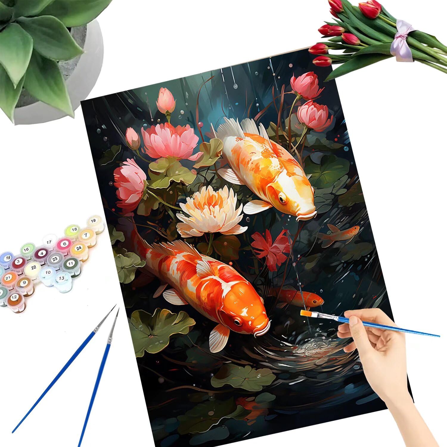 Malowanie po numerach, ryby po numerach, dla dorosłych, malowanie po numerach, dla dorosłych, rękodzieło, malowanie według numerów dzieci, DIY obraz olejny, akrylowy pigment, rysunek, lakier (bez