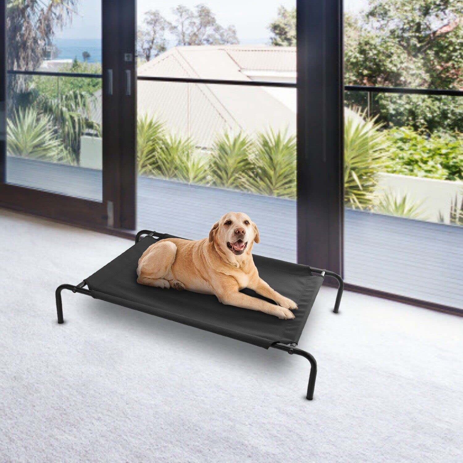 AMICA Elevated Dog Bed Lounger Sleep Pet Cat Raised Camping Cot Hammock Indoor Outdoor (L, Black) (B0C2DM4HP3) Amazon Price History, Amazon Price Tracker