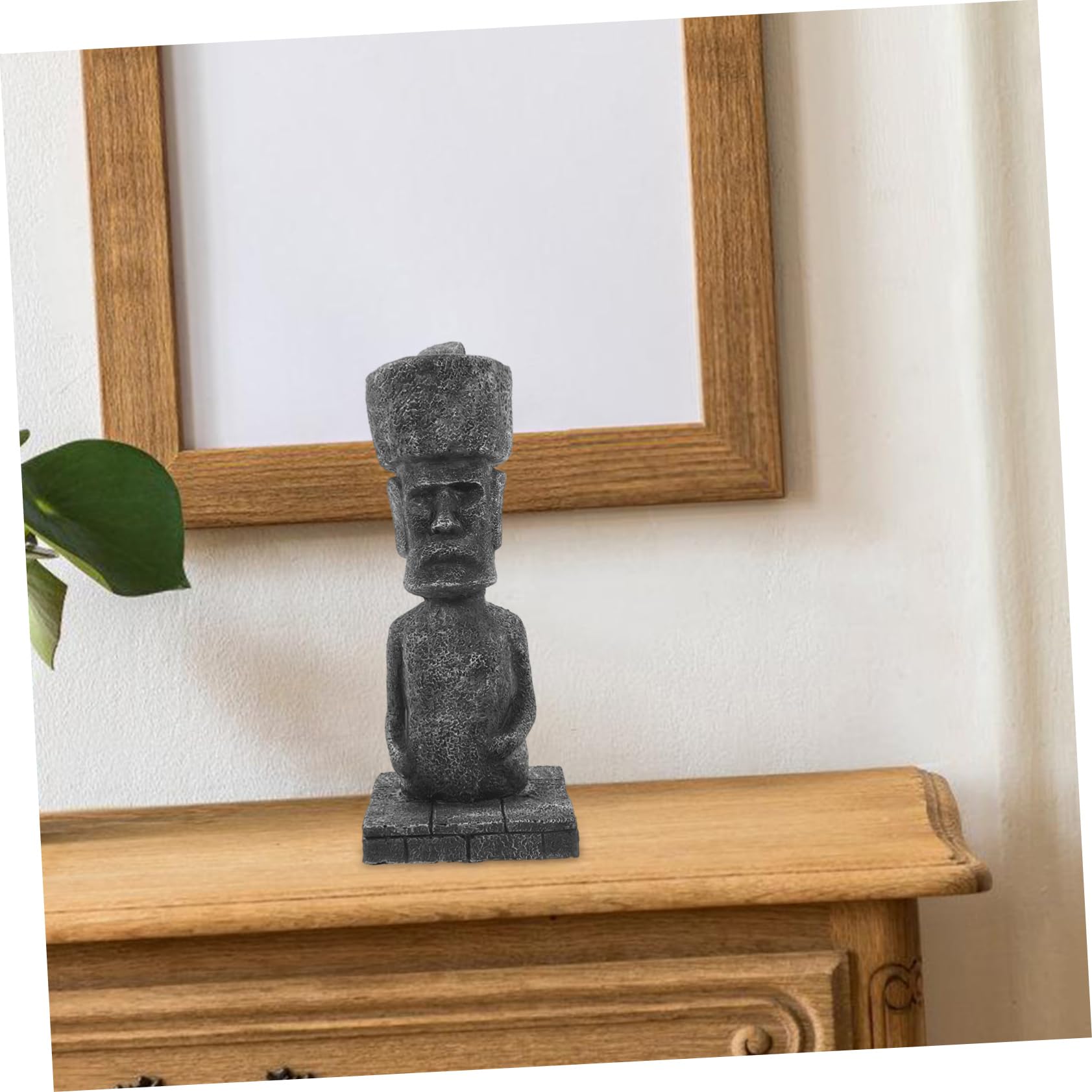 Ciieeo Statua Moai in Resina per Acquario, Decorazione Paesaggistica Antica, Effetto Realistico, Facile da Sistemare, per Casa e Ufficio