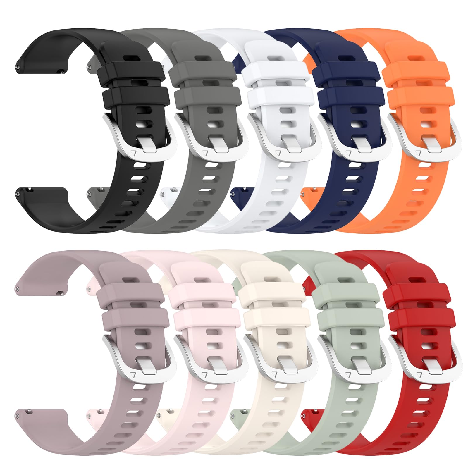 [10-PACK]Compatible with Cubitt Aura Smartwatch/Cubitt Aura Pro Strap, 22mm Soft Liquid Silicone Replacement Wristband Sport Band Bracelet for Aura/Aura pro, for Men/Women