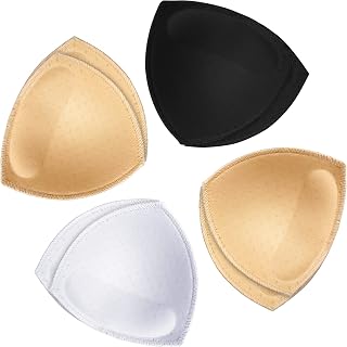 4 Pairs Bra Pads Inserts Bra Cups Insert Sports Bra Pad Insert Sew in Bra Cups for Women (2pairs Beige +Black +White)
