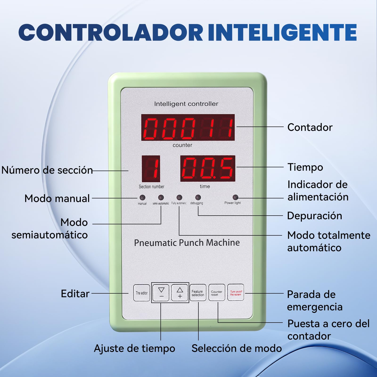 YUCHENGTECH Prensa Punzonadora Neumática con Controlador con Pantalla | Capacidad 200 kg,Un Solo Cilindro,Rango de Presión 0,7–0,8 MPa,Control Doble,Altura Ajustable,Múltiples Usos
