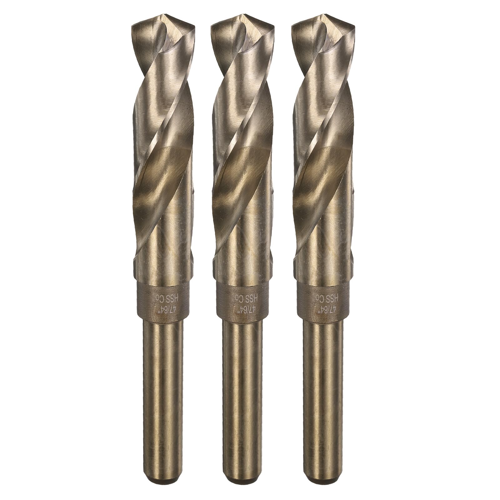 uxcell 3 brocas helicoidales de cobalto M35 de 47/64 pulgadas, broca Jobber de acero de alta velocidad para acero inoxidable, metal endurecido, hierro fundido, aluminio, cobre, acero de aleación