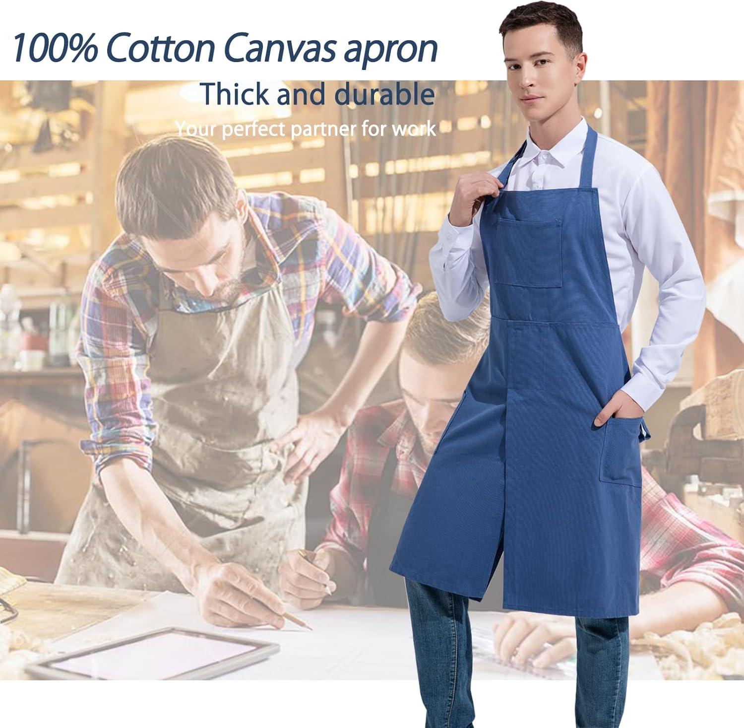 Pottery Aprons with Pockets Overlapped Split-Leg Apron for potters, gardeners, artists, men and women