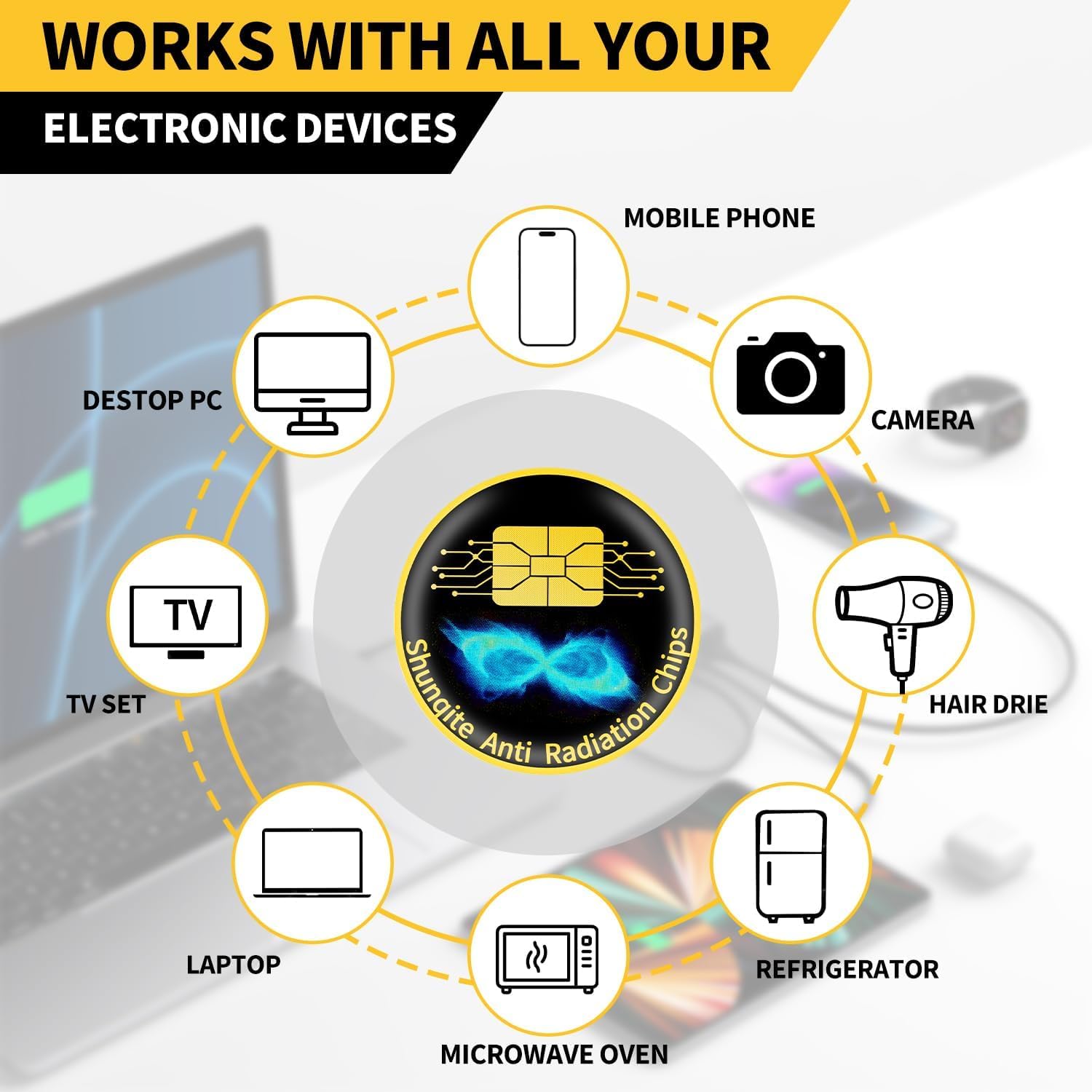 25 Pieces Cell Phone Blocker Protection Neutralizers Stickers for Smart Phones Tablets Laptops Computer WiFi Priner TV Electronic Devices Black