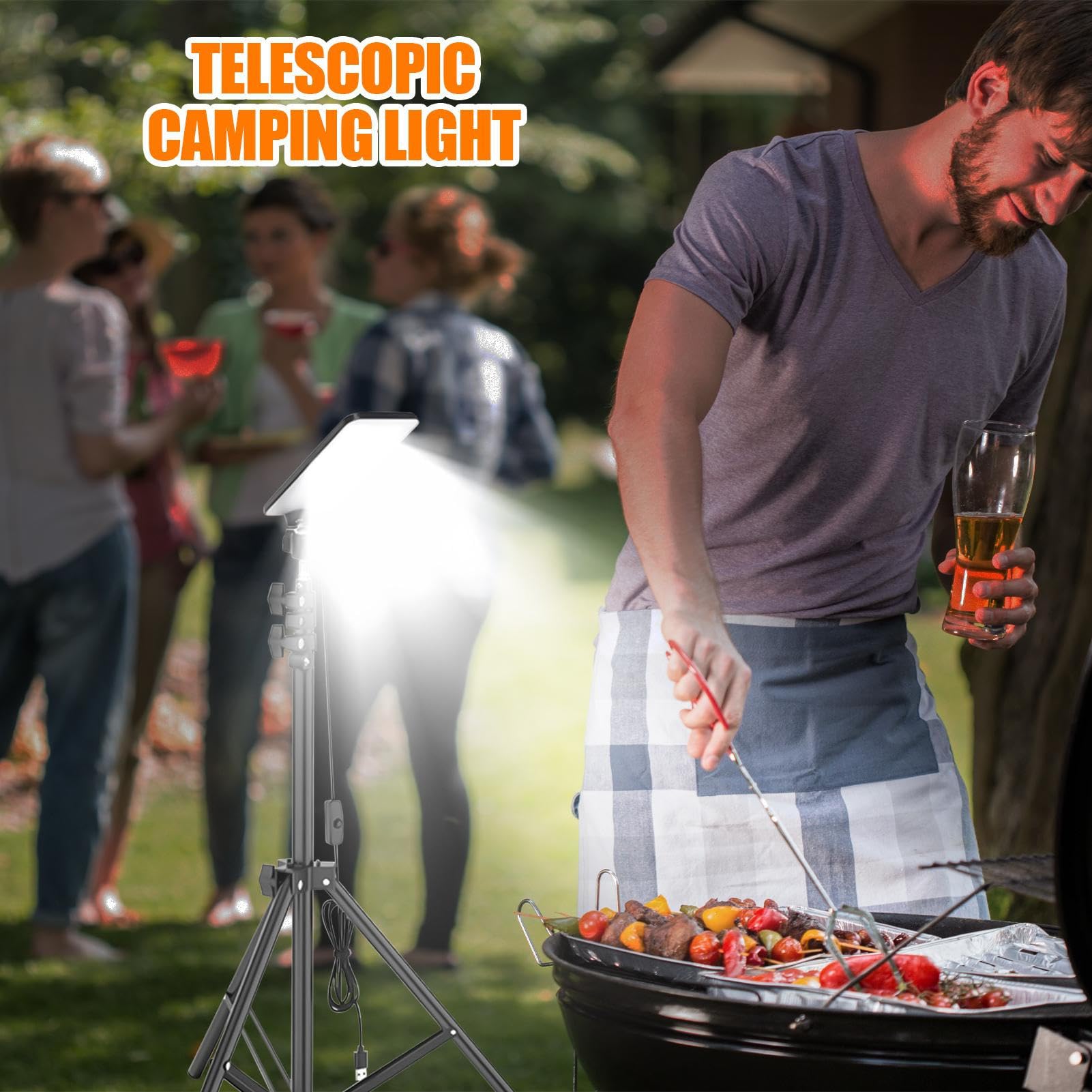 Teleskopische Camping-Laterne Stativ, Hohe Helligkeit, Arbeitsleuchte | LED Arbeitsleuchtenständer Für Nachtangeln, Arbeit, Jagd, Outdoor, Indoor, , Terrasse, , Überdachung, Werkstatt