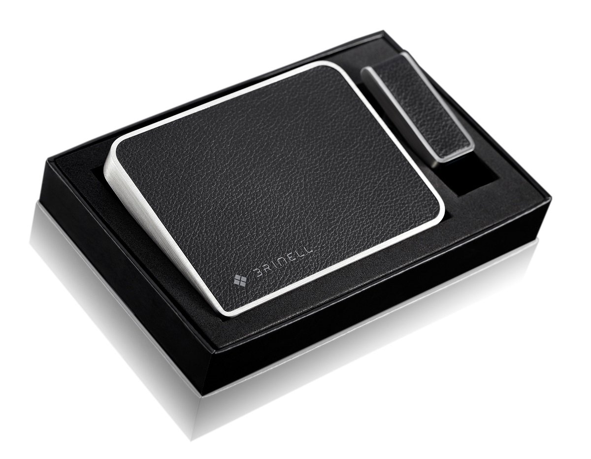 brinell Bundle Drive + Stick, External Hard Drive 500GB and USB Flash Drive 32GB, USB 3.0, Black Leather, German Craftsmanship