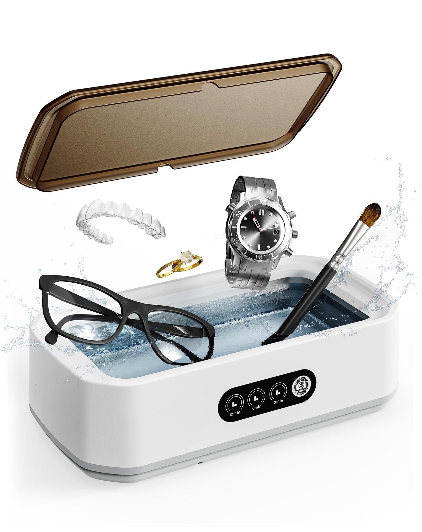 Mustry Ultrasonic Jewelry Cleaner, 48KHz Ultrasonic Cleaning Machine with 3 Modes, 304 Stainless Steel Tank, 650ML Large Capacity for Eyeglasses, Rings, Watch Straps, Dentures, Home & Travel Use