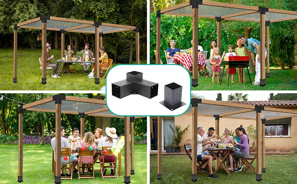 8x Pergola-Halterungen Für 5,1x10,2 Cm Balken – Schwarz Pulverbeschichtet, Mit Schrauben