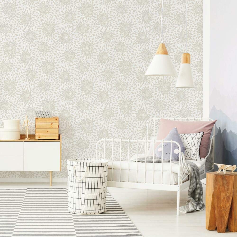 RoomMates RMK11480WP Beige Glitter Toss The Bouquet Peel and Stick Wallpaper, Large Sample, 12.7 x 40.6 cm - Image 2