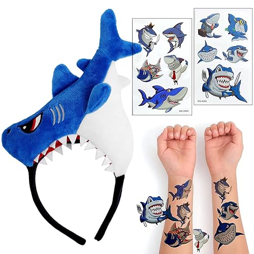 Shark Headband Shark Costume Hat for kids with Shark Tatoo