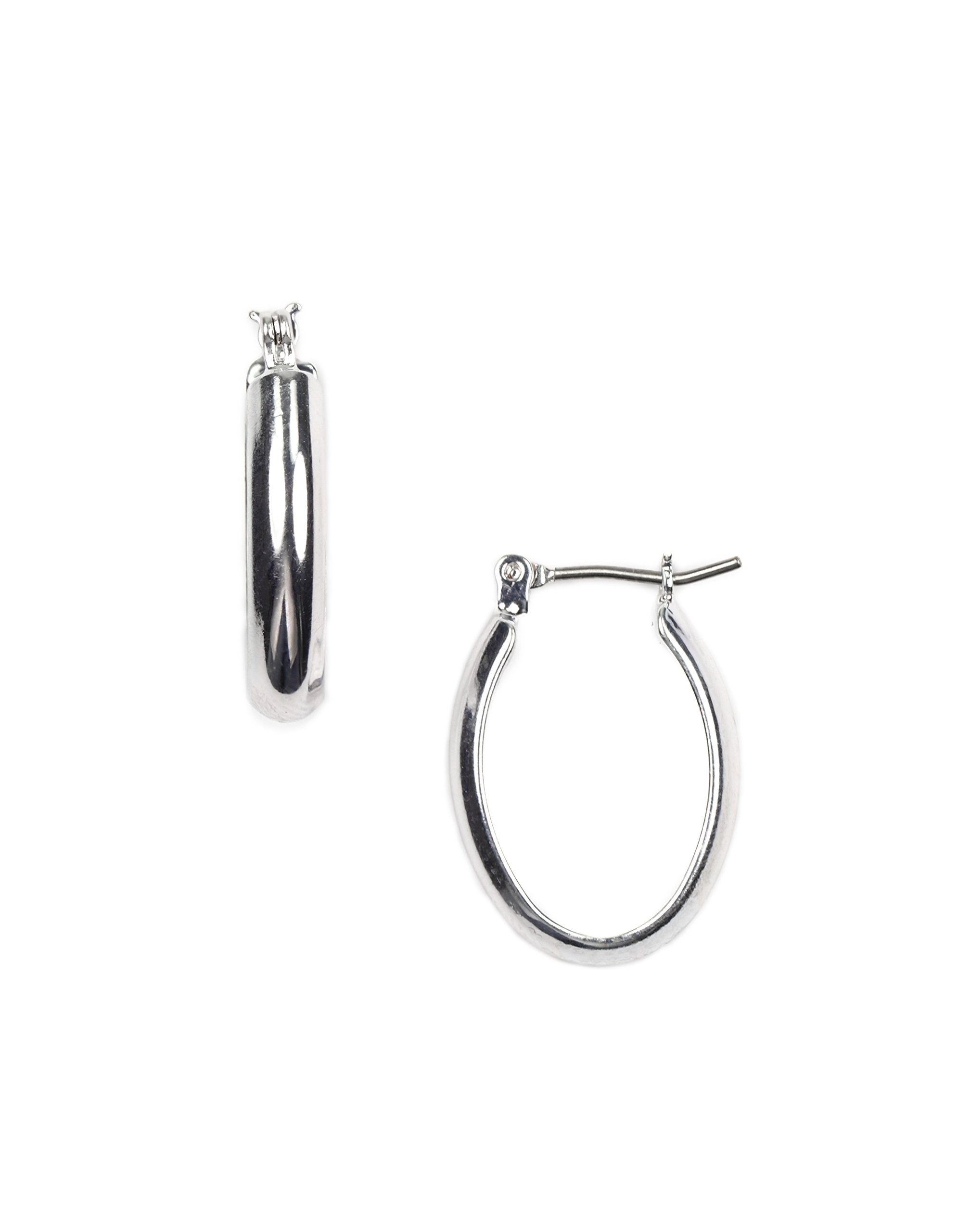 Napier "Classics" Silver-Tone Small Oval Hoop Earrings