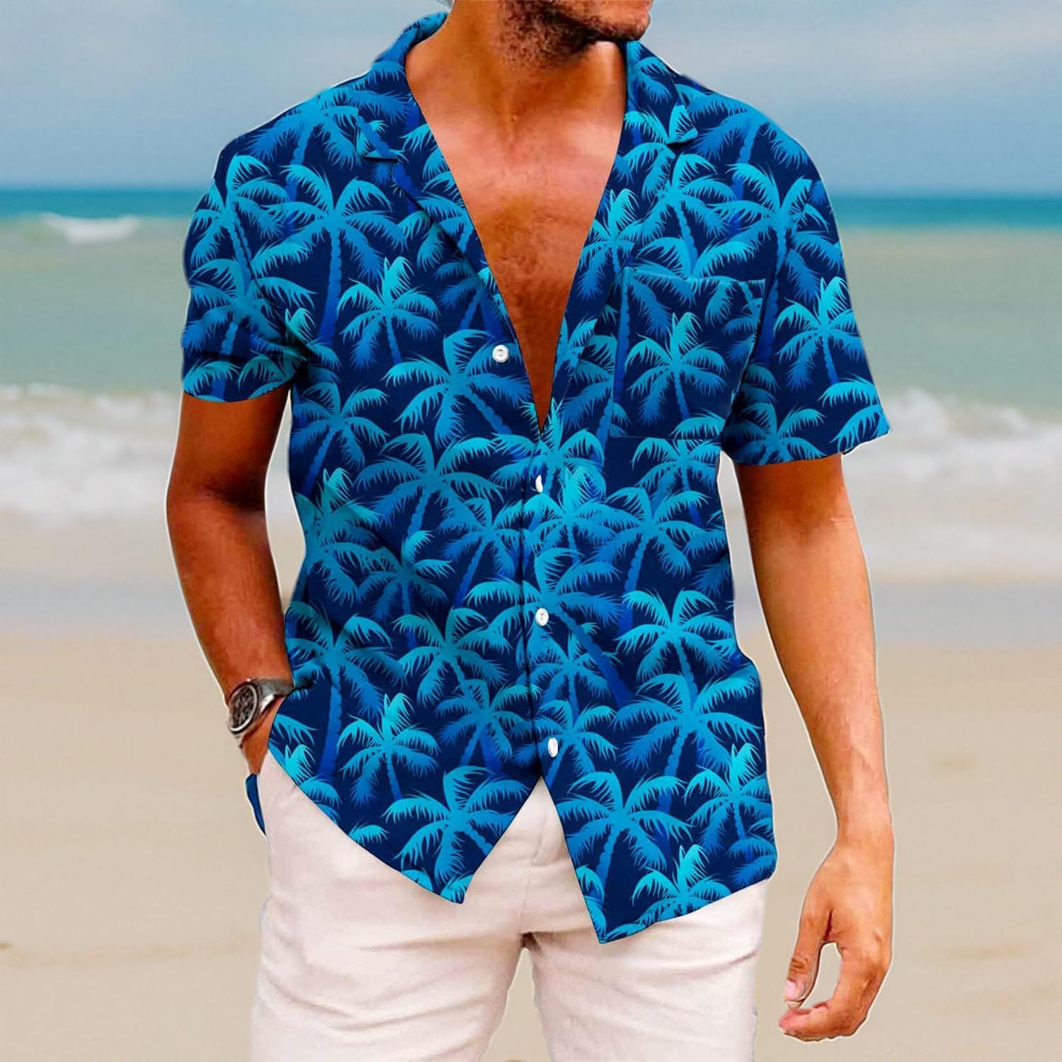KYKU Funky Hawaiian Shirt for Men Palm Beach Shirts Tropical Vacation Clothes - Image 7