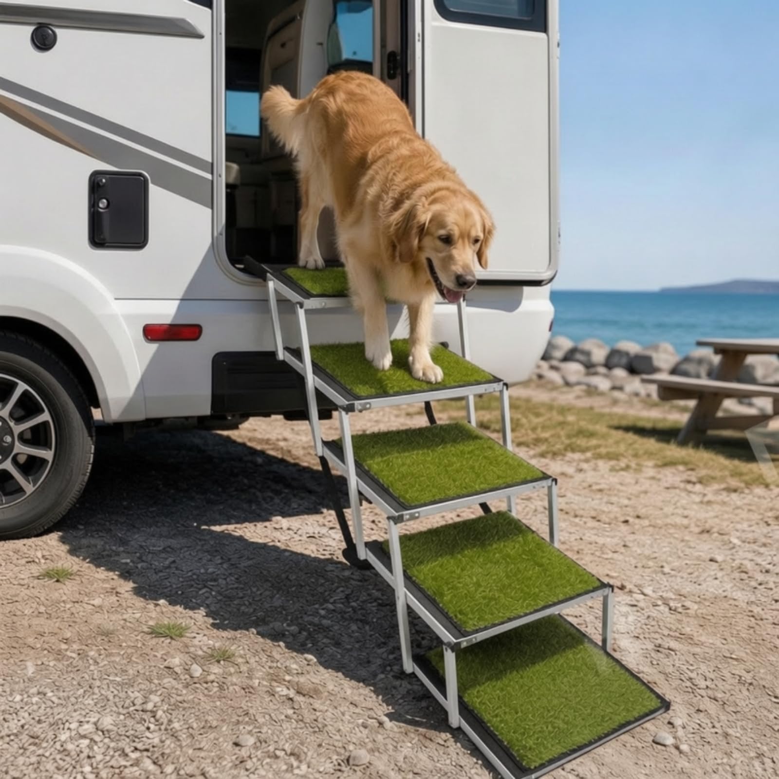 rockible Rampa Pieghevole Scivolo Antiscivolo per Cani Anziani, Auto, Bagagliaio,