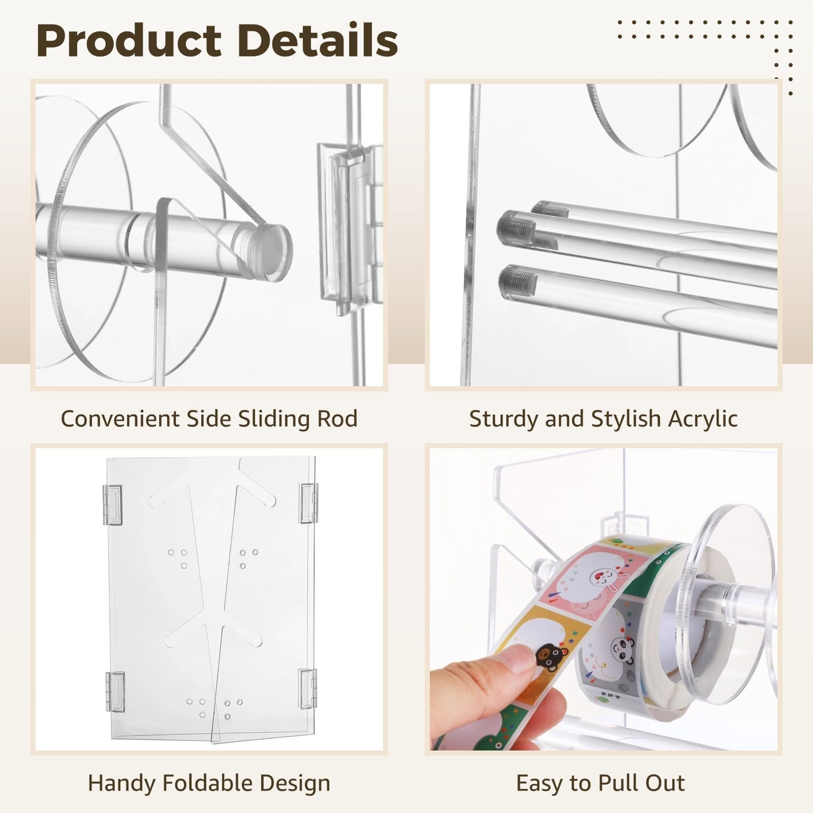 Sticker Display Roll Snapklik.com : Double-Layer Acrylic Roll Sticker Dispenser, Foldable ...