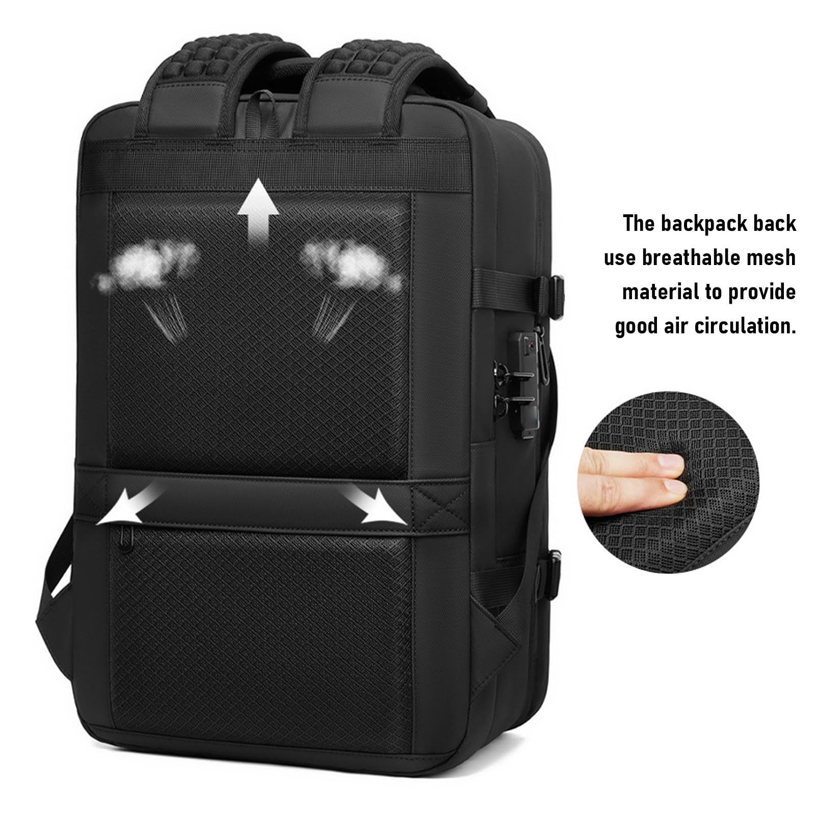 Jectse Sac à Dos de Compression de Voyage, Sacs à Dos de 18 Pouces Extensibles pour Ordinateur Portable, avec un Verrouillage Anti-vol Transporte un Sac à Dos, un Sac de Voyage