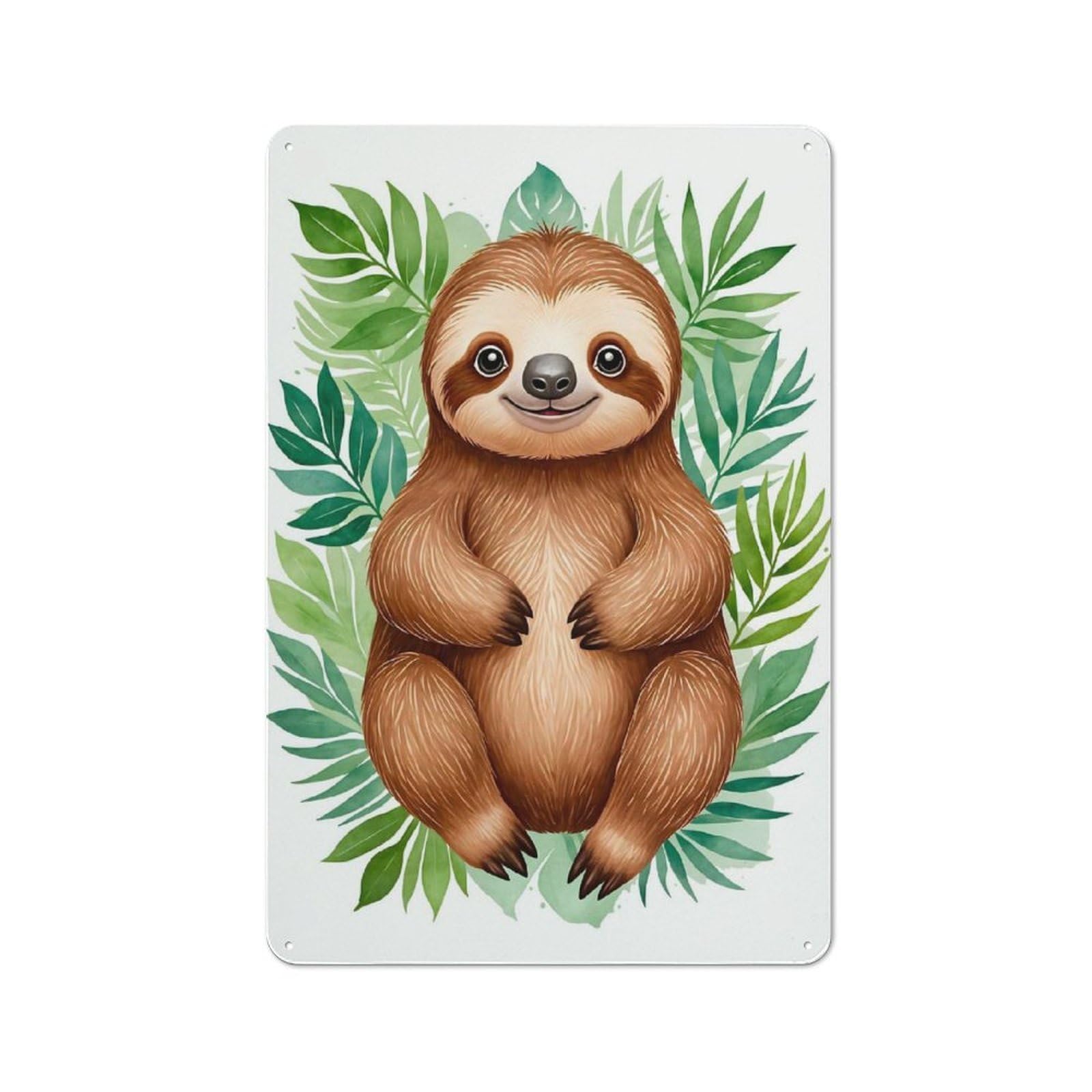 Junmoney Style-14 Cute Sloth Printed Metal Sign 30X20cm For Guest Room Or Hallway, For Vintage Wall Decor Fans, For Garage And Workshop Walls