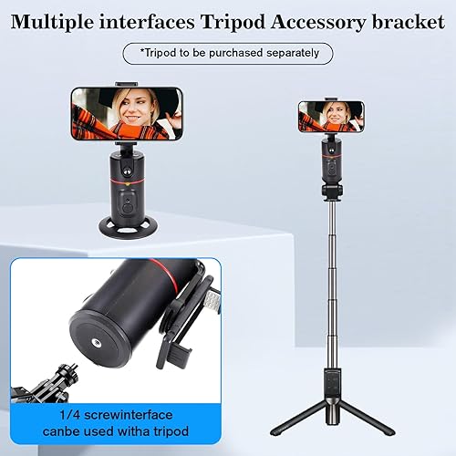 Miniatura 5 de Trípode de seguimiento facial automático, rotación de 360, soporte de cámara para teléfono, soporte inteligente para disparos con palo de selfie
