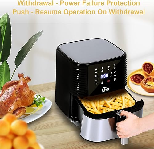 Miniatura 6 de Freidora de aire de 5.5 L, cocina eléctrica sin aceite con pantalla táctil digital LED, cocina caliente Uten 7 en 1, olla antiadherente grande de