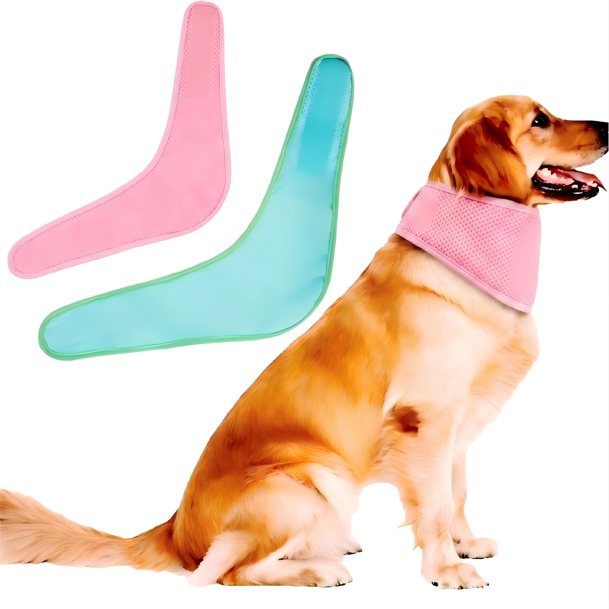 2Pcs Dog Cooling Bandana, Breathable Cooling Neck Wrap, Adjustable Summer Ice Scarf for Small Medium Large Dogs, Reusable Dog Summer Essentials for Walking Camping Hiking All Breed Dogs