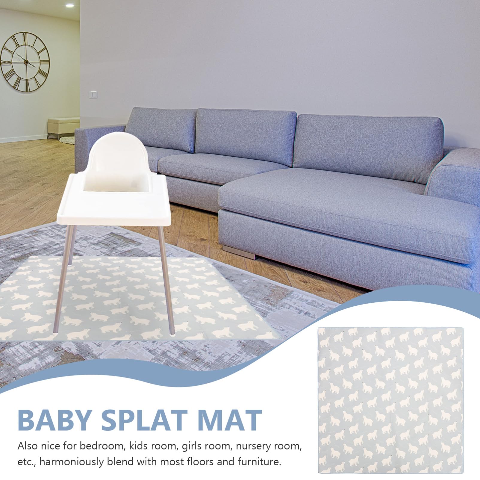 Tapis de Chaise Haute Antidérapant pour Bébé, Polyester Lavable