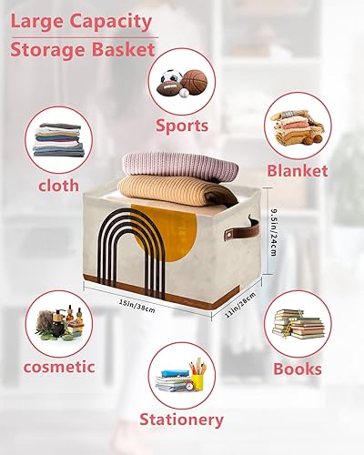 Miniatura 2 de 2 cubos de almacenamiento, cajas de mudanza impermeables con asas, organizador de ropa lavable para armario, plegable, estética, terracota de