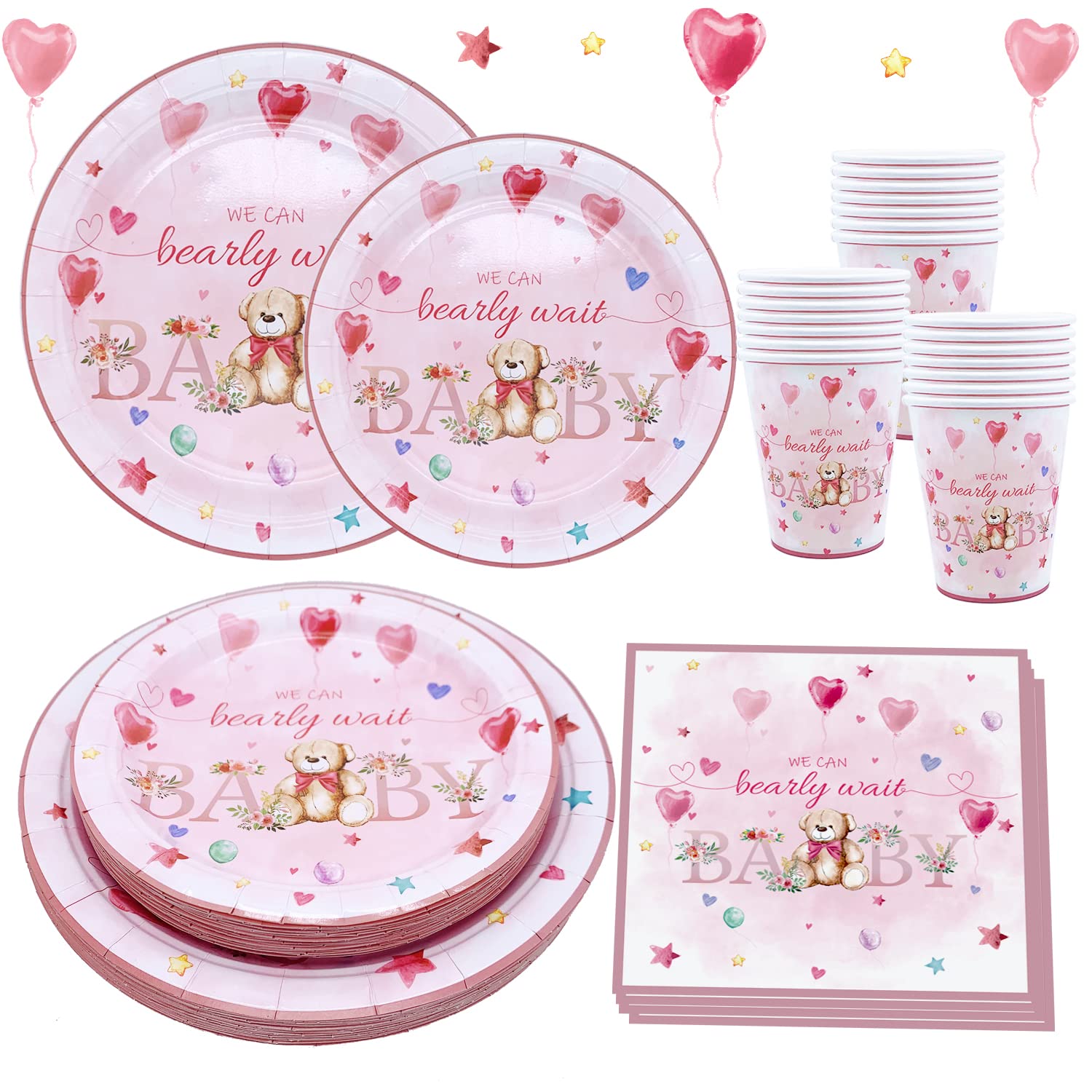 Buy Oigco Teddy Bear Baby Shower Tableware Plates and Napkins We Can