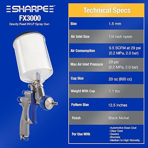 Vista 14 de Pistola para rociar pintura Graco-Sharpe HVLP FX3000 , 1