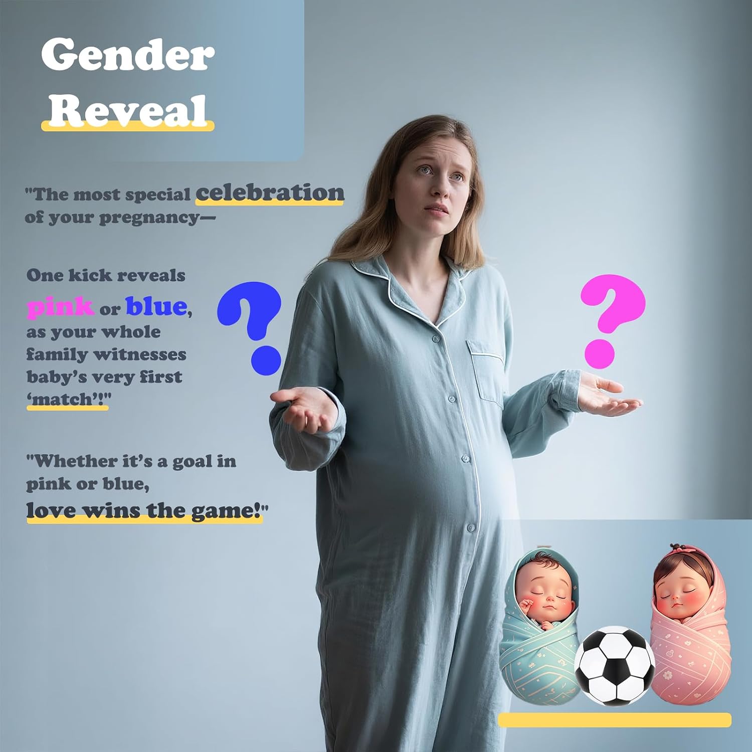 Gender Reveal Soccer Ball - 2 Pack Blue and Pink Powder Revelacion de Sexo de Bebe，Soccer Balls Gender Reveal with Powder for Boy or Girl Baby Gender Reveal Ideas